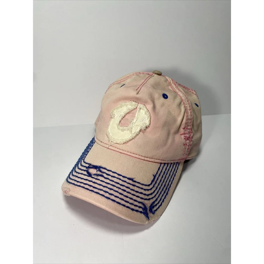 True Religion Pink Distressed Faded Adjustable Hat Cap Horseshoe - Picture 8 of 8
